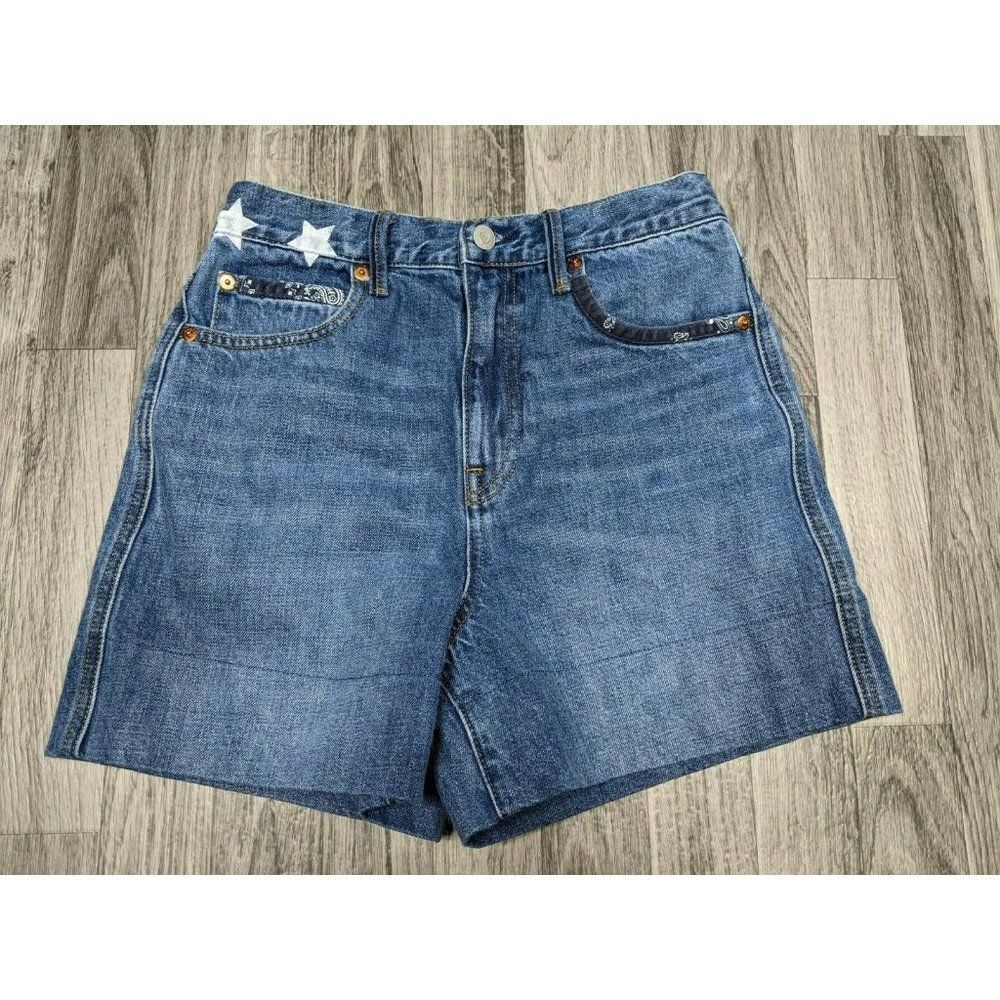 Gap 1969 Womens Size 27 Stars Super High Rise Cotton Denim‎ Blue Jean Shorts